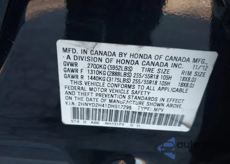 2013 Acura Mdx Technology Package z USA, uszkodzony, nr VIN 2HNYD2H41DH517295